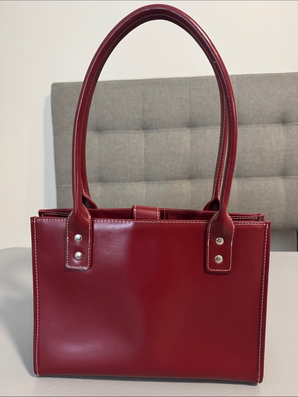 Wilsons Leather Red Patent Tote Shoulder Bag Satchel - Picture 15 of 16